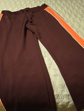 New York & Company Deep Maroon Sweatpants with Pink Side Teim